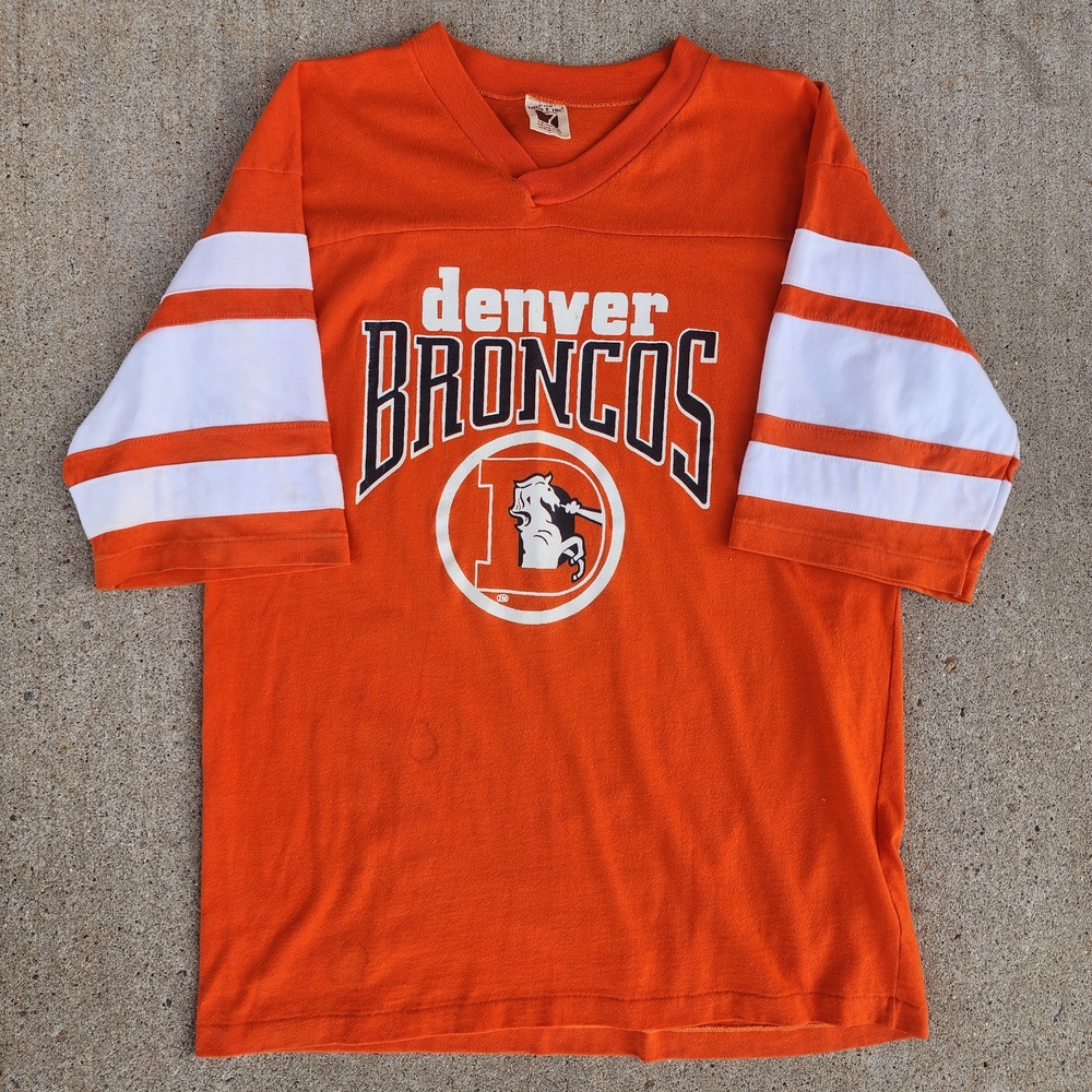 Vintage 80s Logo 7 Denver Broncos Single Stitch Shirt, Fits Mens M